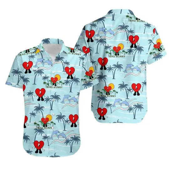 Bad Bunny Blue Un Verano Sin Ti Hawaiian Shirt, Summer Vacation Hawaiian Shirt Gift For Your Girlfriend Boyfriend Gift For Love Gift For Friend Best Valentine Present Holiday Gift