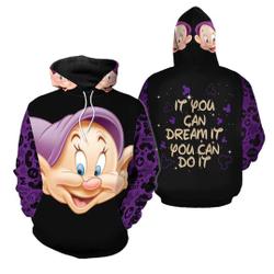 Giant Dopey Dwarf Raglan Quote Princess Disney 3D Hoodie