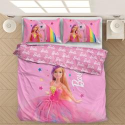 Barbie Bedding Pink Reversible Cover; Pillow Duvet cover Bed Set Gift For Your Girlfriend Boyfriend Gift For Love Gift For Friend Best Valentine Present Holiday Gift