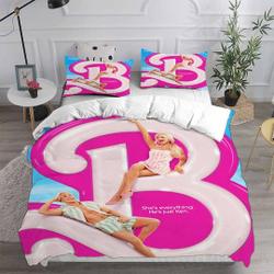 Barbie Bedding Pink Reversible Cover; Pillow Duvet cover Bed Set Gift For Your Girlfriend Boyfriend Gift For Love Gift For Friend Best Valentine Present Holiday Gift