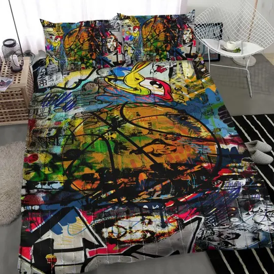basketball graffiti bedding Set Gift For Your Girlfriend Boyfriend Gift For Love Gift For Friend Best Valentine Present Holiday Gift