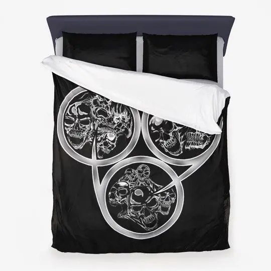 Triple 6 Skull Silver Bedding Set Gift For Your Girlfriend Boyfriend Gift For Love Gift For Friend Best Valentine Present Holiday Gift
