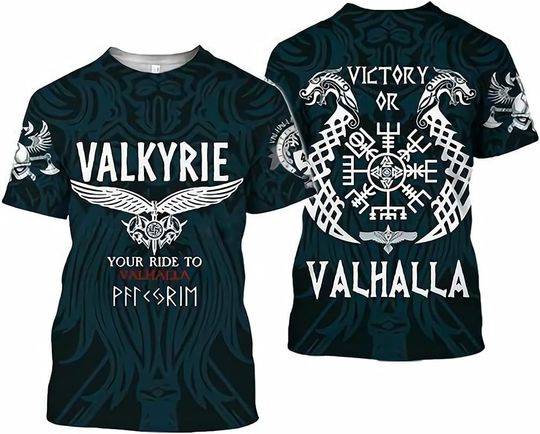 Men's Cool Viking Ships Dakkar 3D Print Summer Quick Dry T-Shirt, Norse Compass Short Sleeve,Green,M, Medium Meaningful Gift For Family Gift For Boyfriend Valentine Gift