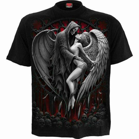 Spiral Direct FORBIDDEN T-Shirt/Biker/Goth/Skull/Horror/Angel/Reaper/Top/Tee Meaningful Gift For Family Gift For Boyfriend Valentine Gift