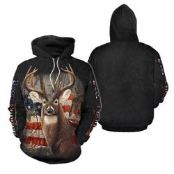 Beautiful Deer American Flag Hunting Sweatshirt Pullover Hoodie