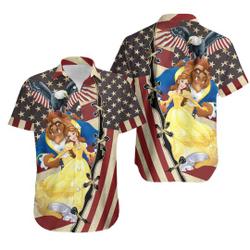 Beauty and The Beast US Flag Hawaiian Shirt Gift For Your Girlfriend Boyfriend Gift For Love Gift For Friend Best Valentine Present Holiday Gift