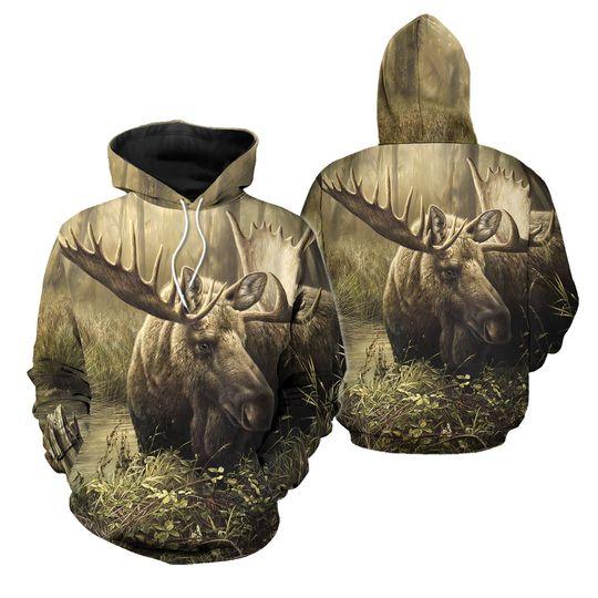 Beauty Moose Hunting Art Hoodie