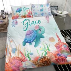 Sea Girls Bedding, Turtle Girl Bedding, Unter the sea Girls BeddingGift For Your Girlfriend Boyfriend Gift For Love Gift For Friend Best Valentine Present Holiday Gift