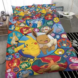 Cartoon PKM Pika Bedding Set Gift For Your Girlfriend Boyfriend Gift For Love Gift For Friend Best Valentine Present Holiday Gift