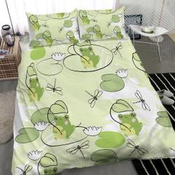 Cute Green Dancing Frog Pattern Bedding Set Gift For Your Girlfriend Boyfriend Gift For Love Gift For Friend Best Valentine Present Holiday Gift