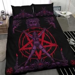 Skull Satanic Pentagram Demon Chained To Sin And Lovin It Bedding Set Gift For Your Girlfriend Boyfriend Gift For Love Gift For Friend Best Valentine Present Holiday Gift