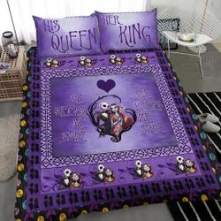 Christmas Jack And Sally Bedding Set, Nightmare Before Bed Set Gift For Your Girlfriend Boyfriend Gift For Love Gift For Friend Best Valentine Present Holiday Gift