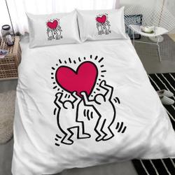 Bedding Set, Keith Haring Duvet Cover, Holding HeartGift For Your Girlfriend Boyfriend Gift For Love Gift For Friend Best Valentine Present Holiday Gift