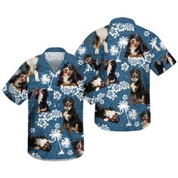 Bernese Mountain Dog Blue Tribal Hawaiian Shirt Gift For Your Girlfriend Boyfriend Gift For Love Gift For Friend Best Valentine Present Holiday Gift