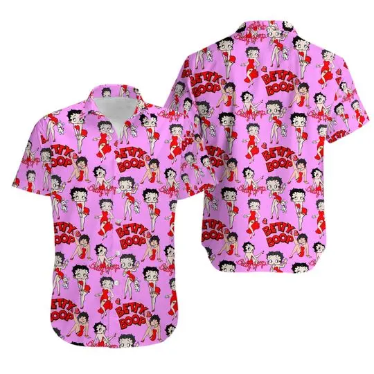 Betty Boop Pink Hawaiian Shirt Hawaiian Shirt Gift For Your Girlfriend Boyfriend Gift For Love Gift For Friend Best Valentine Present Holiday Gift