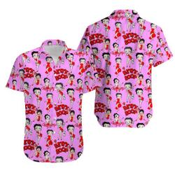 Betty Boop Pink Hawaiian Shirt Hawaiian Shirt Gift For Your Girlfriend Boyfriend Gift For Love Gift For Friend Best Valentine Present Holiday Gift