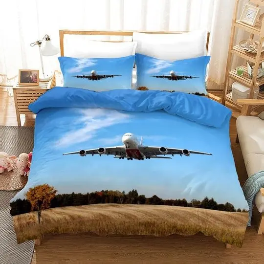3D Airplane Bedding Set Gift For Your Girlfriend Boyfriend Gift For Love Gift For Friend Best Valentine Present Holiday Gift