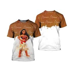 Moana Brown Watercolor Glitter Disney Graphics Cartoon 3D Tshirt Meaningful Gift For Family Gift For Boyfriend Valentine Gift