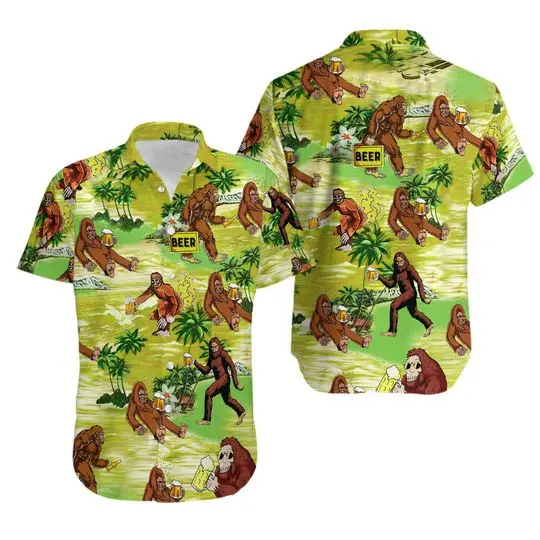 Bigfoot Sasquatch Drink Beer American Vintage Aloha Hawaiian Shirts Gift For Your Girlfriend Boyfriend Gift For Love Gift For Friend Best Valentine Present Holiday Gift