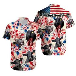 Black Angus Cow American Flag Hawaiian Shirt Gift For Your Girlfriend Boyfriend Gift For Love Gift For Friend Best Valentine Present Holiday Gift