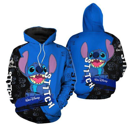 Black & Blue Stitch 3D Hoodie