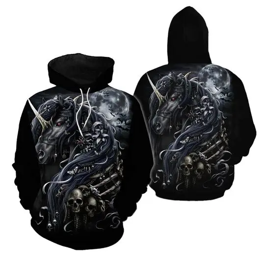 Black Horse Skull Moon PL 3D Hoodies