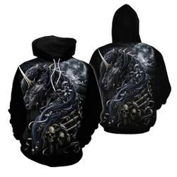 Black Horse Skull Moon PL 3D Hoodies