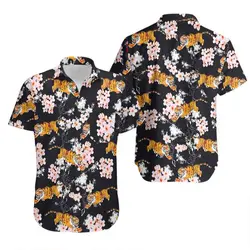 Black Tiger Blossoms Hawaiian Shirt Gift For Your Girlfriend Boyfriend Gift For Love Gift For Friend Best Valentine Present Holiday Gift