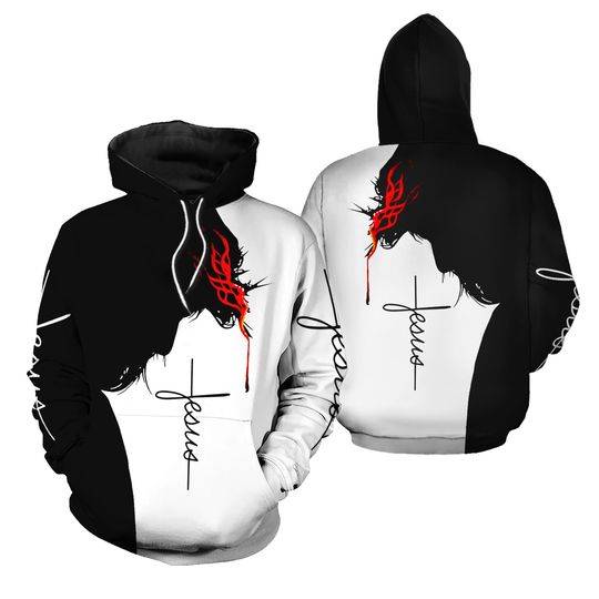 Black white 3D hoodie