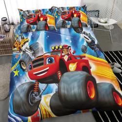 Blaze And The Monster Machines Cotton Matting Bed Three Piece BedroomGift For Your Girlfriend Boyfriend Gift For Love Gift For Friend Best Valentine Present Holiday Gift