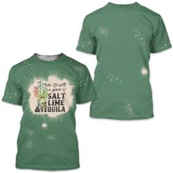 Bleached Tee-Take Life With a Grain of Salt Lime and Tequila Meaningful Gift For Family Gift For Boyfriend Valentine Gift