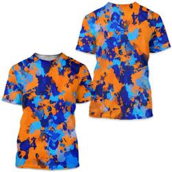 Blue and Orange Paint Splatter 3D T-Shirt Meaningful Gift For Family Gift For Boyfriend Valentine Gift