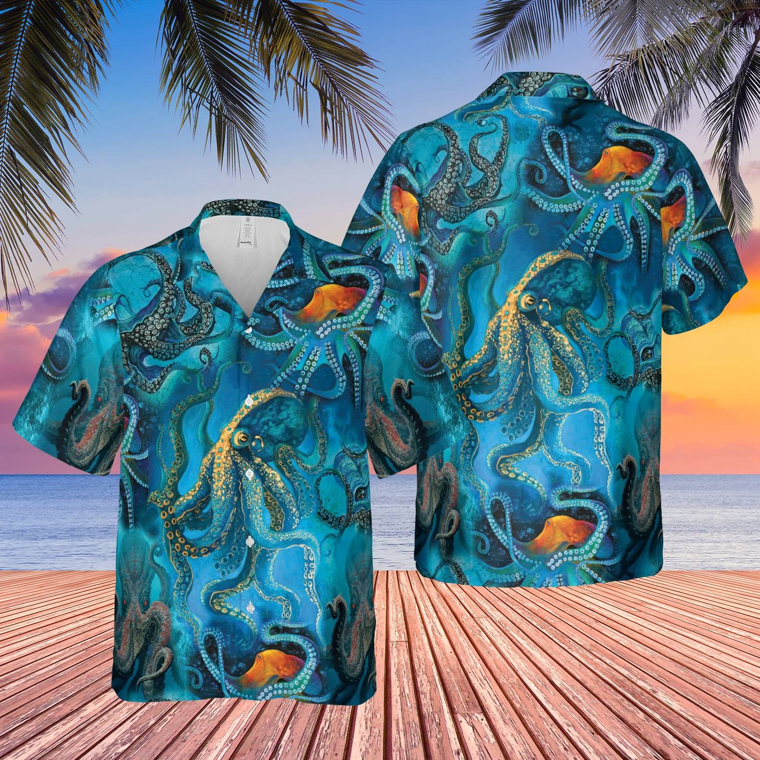 Blue Ocean Octopus Hawaiian Shirt Gift For Your Girlfriend Boyfriend Gift For Love Gift For Friend Best Valentine Present Holiday Gift