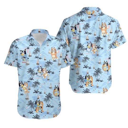 BlueyDad Hawaiian Shirt, BlueyDad n Bingo Beach Hawaiian Shirts Gift For Your Girlfriend Boyfriend Gift For Love Gift For Friend Best Valentine Present Holiday Gift