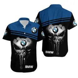 BMW Button Shirt, BMW Skull Hawaiian Shirt Gift For Your Girlfriend Boyfriend Gift For Love Gift For Friend Best Valentine Present Holiday Gift