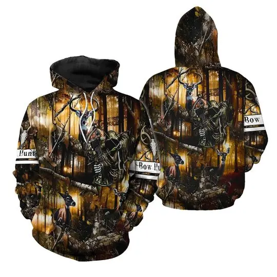 Bow Hunter Winter Dog 3D Hoodie
