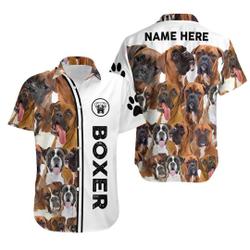 Boxer Dog Hawaiian Shirt - Personalize Boxer Dog Faces Hawaii Shirt - Boxer Dog Themed Gifts Gift For Your Girlfriend Boyfriend Gift For Love Gift For Friend Best Valentine Present Holiday Gift