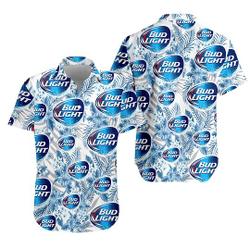 bud light Unisex Hawaiian Shirt, bud light Beer Button Up Shirt Gift For Your Girlfriend Boyfriend Gift For Love Gift For Friend Best Valentine Present Holiday Gift
