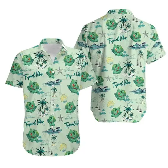 Bulbasaur Tropical Vibes Hawaiian Shirt Gift For Your Girlfriend Boyfriend Gift For Love Gift For Friend Best Valentine Present Holiday Gift
