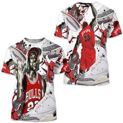 Bull 23 Jordan Unisex Sneaker Shirt Match White Cement 3s Tee Meaningful Gift For Family Gift For Boyfriend Valentine Gift
