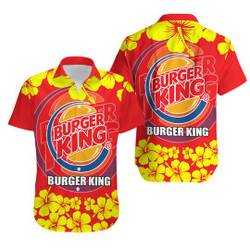 Burger King Tropical Flower Aloha Hawaiian Shirt Gift For Your Girlfriend Boyfriend Gift For Love Gift For Friend Best Valentine Present Holiday Gift