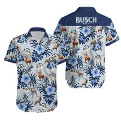 Light Beer Deer & Blue Flower Unisex Hawaiian Shirt Gift For Your Girlfriend Boyfriend Gift For Love Gift For Friend Best Valentine Present Holiday Gift