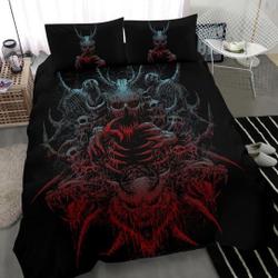 Skull Demon Wolf With Glowing Demon Eyes Color  Bedding Set Gift For Your Girlfriend Boyfriend Gift For Love Gift For Friend Best Valentine Present Holiday Gift