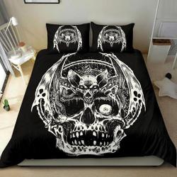 Gothic Skull Demon Bat 3 Piece Duvet Bedding Set Gift For Your Girlfriend Boyfriend Gift For Love Gift For Friend Best Valentine Present Holiday Gift