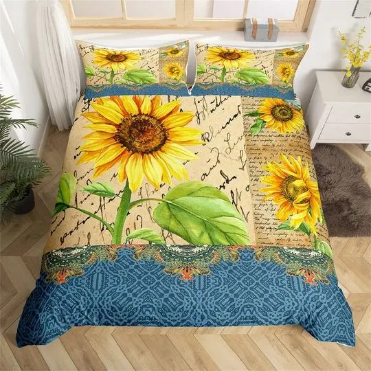 Rustic Sunflower Bedding SetsGift For Your Girlfriend Boyfriend Gift For Love Gift For Friend Best Valentine Present Holiday Gift