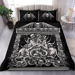 Skull Skeleton Bat Wing Skull Death Shrine  Bedding Set Gift For Your Girlfriend Boyfriend Gift For Love Gift For Friend Best Valentine Present Holiday Gift