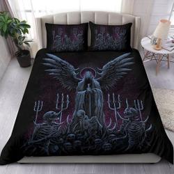 Skull Skeleton Gothic Hooded Wing Demon Sword Bedding Set Gift For Your Girlfriend Boyfriend Gift For Love Gift For Friend Best Valentine Present Holiday Gift