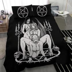 Skull Satanic Pentagram Thorn Candle Satanic Cross Erotic Possession  Bedding Set Gift For Your Girlfriend Boyfriend