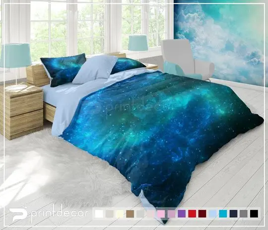 Turquoise Galaxy Bedding Set Gift For Your Girlfriend Boyfriend Gift For Love Gift For Friend Best Valentine Present Holiday Gift