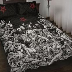 Skull Satanic Pentagram Demon Nymphomania And Loving It Quilt 3 Bedding Set Gift For Your Girlfriend Boyfriend Gift For Love Gift For Friend Best Valentine Present Holiday Gift